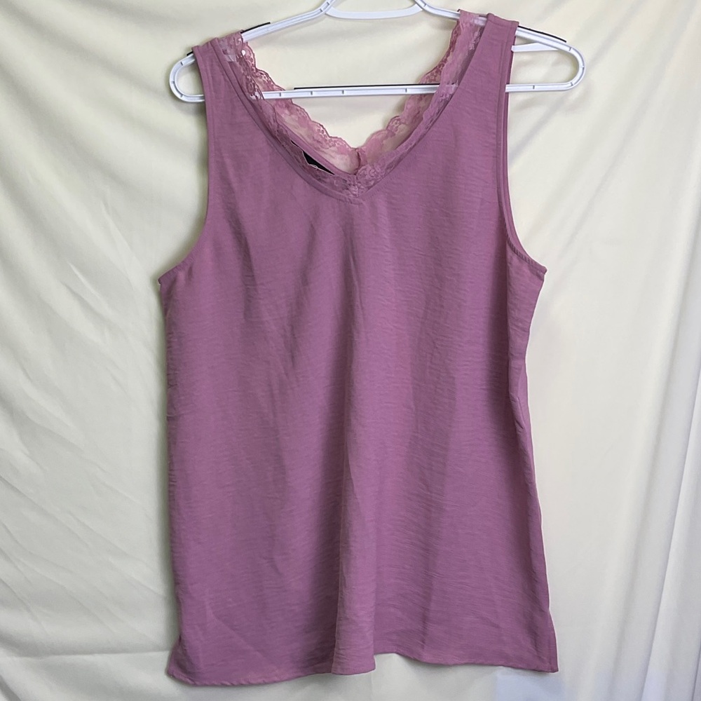 Monty Lace-Trim V-Neck Tank Top - Light Purple